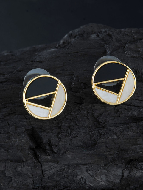 

E2O Gold-Plated Black Circular Studs