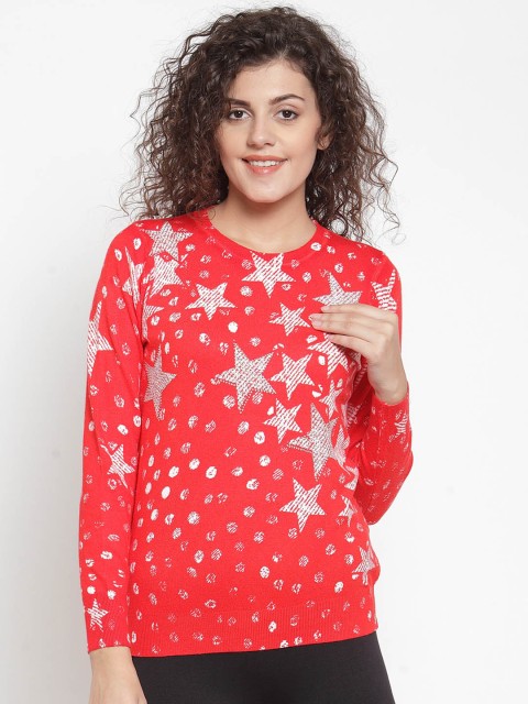 

Global Republic Women Red Printed Pullover Sweater
