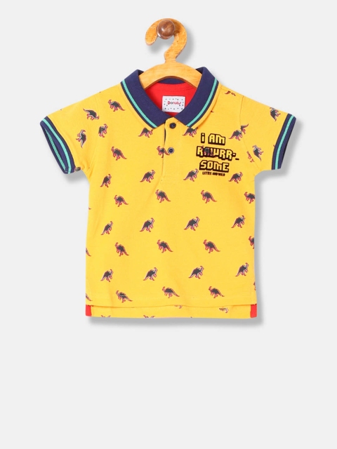 

Donuts Boys Yellow Printed Polo Collar T-shirt