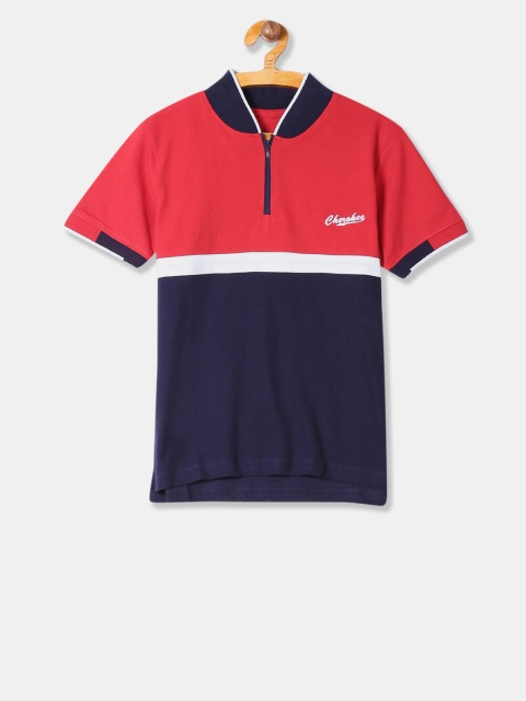 

Cherokee Boys Navy Blue Colourblocked Henley Neck T-shirt