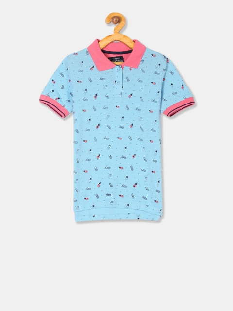 

Cherokee Boys Blue Printed Polo Collar T-shirt
