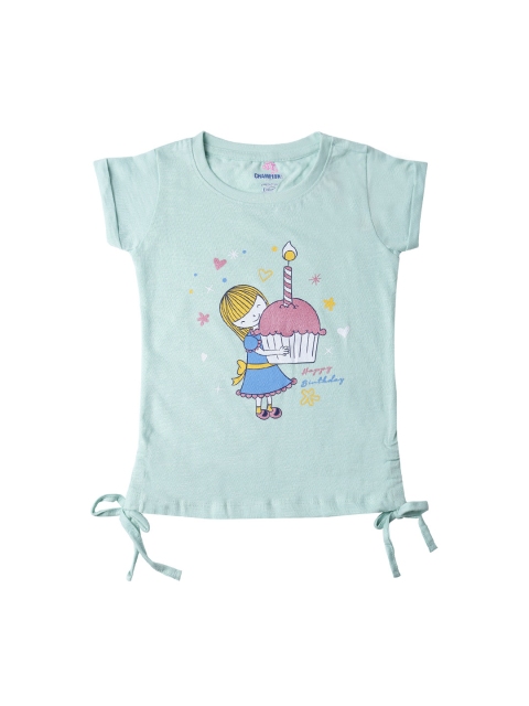 

Dollar Champion Kidswear Girls Sea Green Printed Top