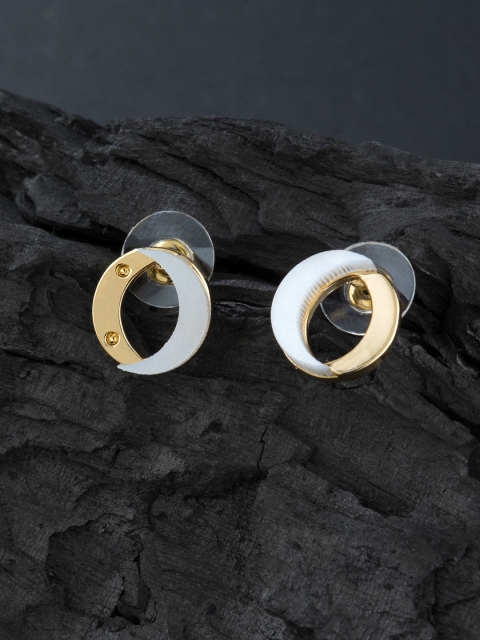 

E2O Gold-Plating White Oval Studs