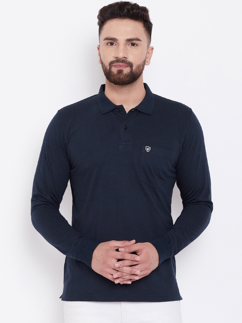 

NEVA Men Navy Blue Solid Polo Collar T-shirt