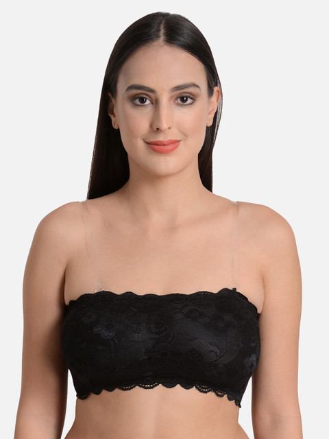 

mod & shy Black Self Design Non-Wired Lightly Padded Bandeau Bra MS132