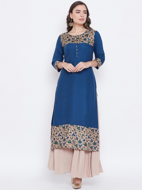 

rangeelo rajasthan Women Blue & Beige Printed Straight Kurta