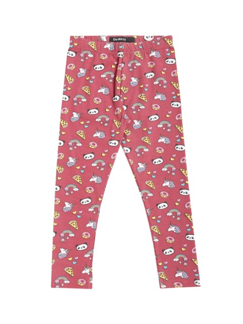 

De Moza Girls Pink Printed Ankle-Length Leggings