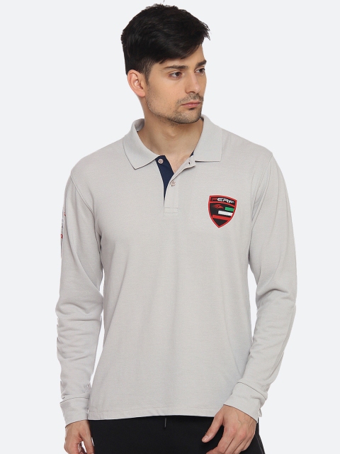 

PERF Men Grey Solid Polo Collar T-shirt