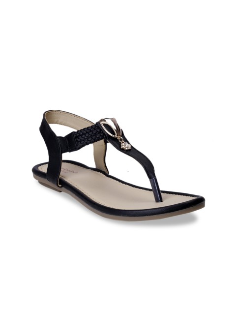 

meriggiare Women Black Solid T-Strap Flats