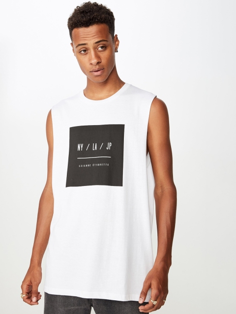 

COTTON ON Men White Printed Round Neck T-shirt