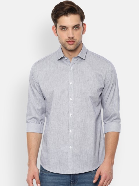 

V Dot Men Grey Slim Fit Solid Casual Shirt