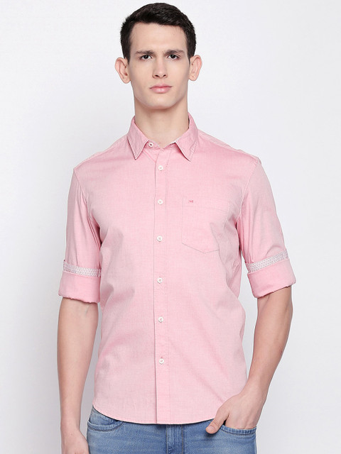 

Basics Men Pink Solid Slim Fit Casual Shirt