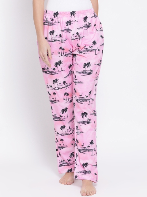 

Clovia Women Pink & Black Printed Lounge Pants LB0176D22S