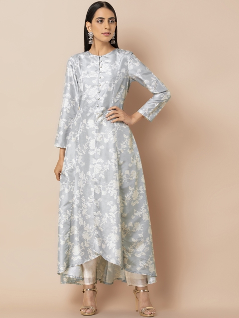

INDYA Women Grey Printed A-Line Kurta