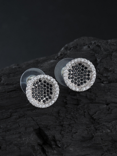 

E2O Silver-Plated & Black Circular Studs