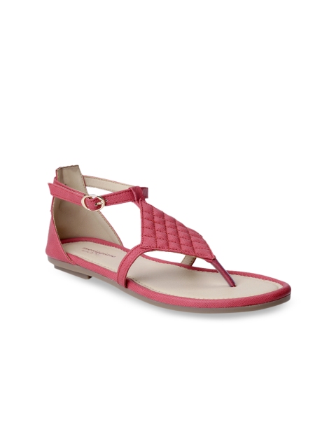 meriggiare Women Red Solid T-Strap Flats