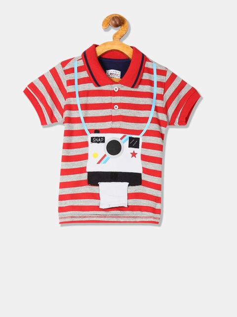 

Donuts Boys Red Striped Polo Collar T-shirt