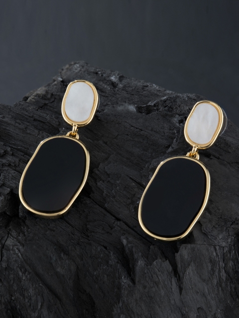 

E2O Gold-Plated & Black Oval Drop Earrings