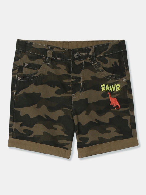 

Donuts Boys Green Camouflage Printed Regular Fit Chino Shorts