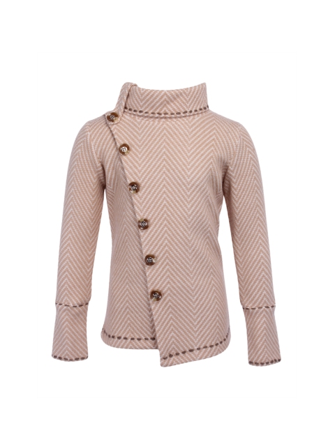 

CUTECUMBER Girls Beige Self Design Winter Top
