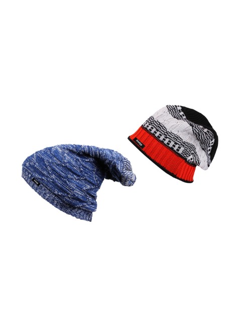 

Knotyy Men Pack of 2 Pure Wool Beanies, Blue