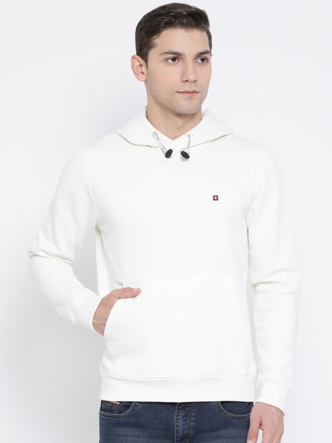 

SWISS MILITARY Men White Solid Hooded Sweatshirt