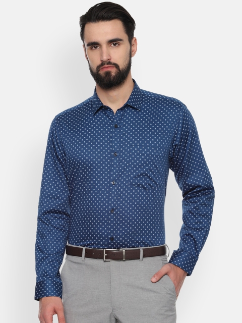 

Van Heusen Men Navy Blue & Grey Regular Fit Printed Formal Shirt