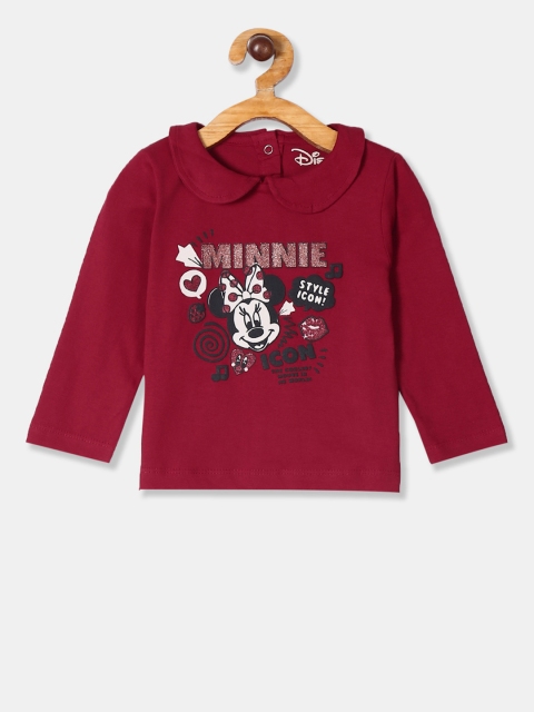 

Colt Girls Maroon Minnie Mouse Printed Knitted Pure Cotton Top