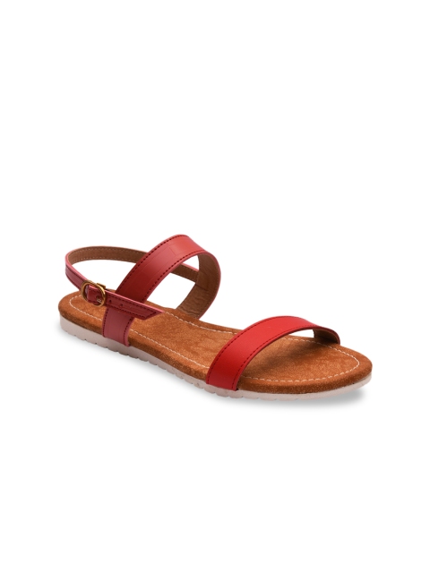 

meriggiare Women Red Solid Open Toe Flats
