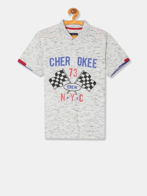 

Cherokee Boys Grey Printed Polo Collar T-shirt