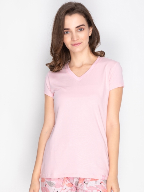 

LYRA Women Pink Solid Lounge T-shirt