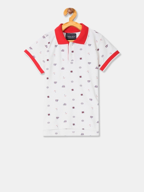 

Cherokee Boys White Printed Polo Collar T-shirt