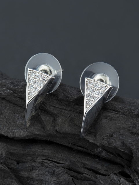 

E2O Silver-Plated Studded Triangular Studs