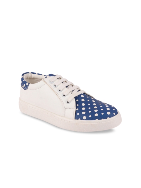 

FAUSTO Women White & Blue Printed Sneakers