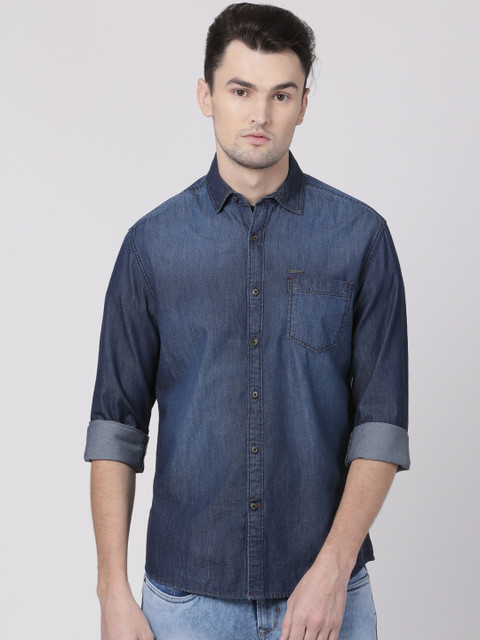 

Toss Winner Men Blue Slim Fit Faded Denim Casual Shirt