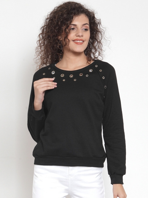 

Global Republic Women Black Solid Pullover Sweatshirt