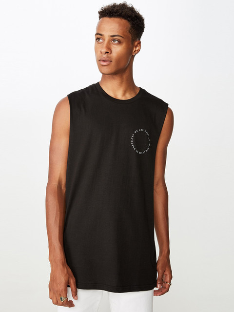 

COTTON ON Men Black Tbar Muscle Printed Round Neck T-shirt