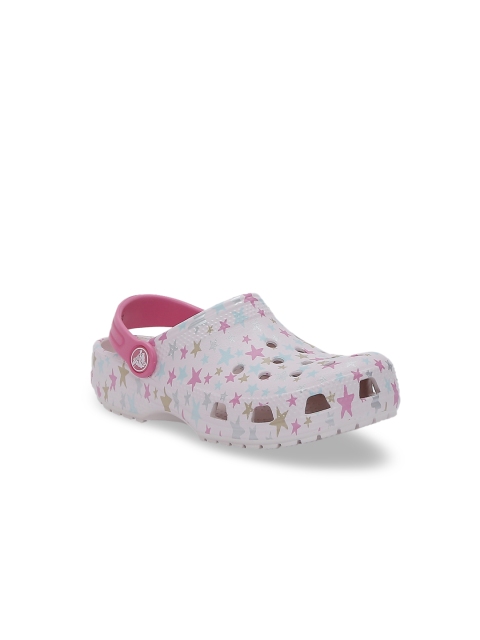 Crocs Classic Girls White Pink Clogs