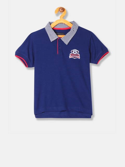

Cherokee Boys Blue Solid Polo Collar T-shirt