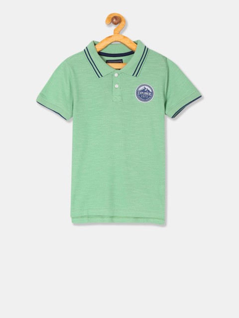 

Cherokee Boys Sea Green Solid Polo Collar T-shirt