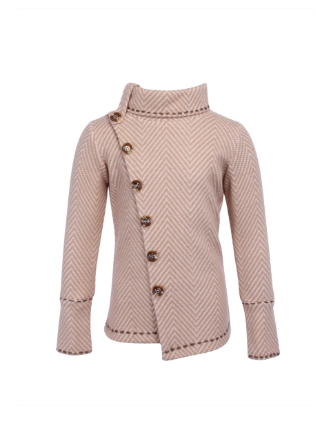 

CUTECUMBER Girls Beige Self Design Top