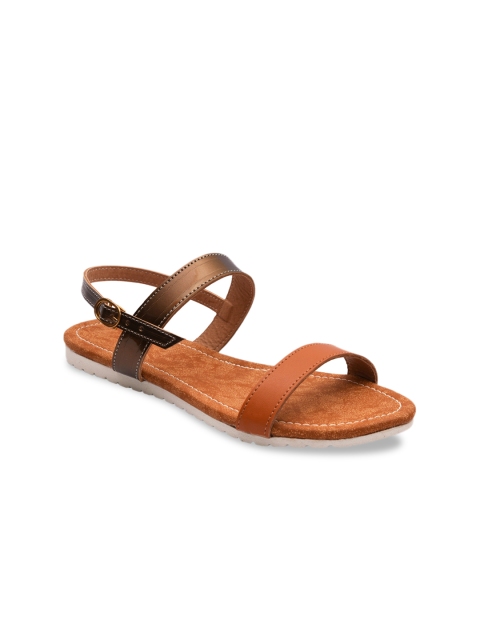 

meriggiare Women Brown Colourblocked Open Toe Flats