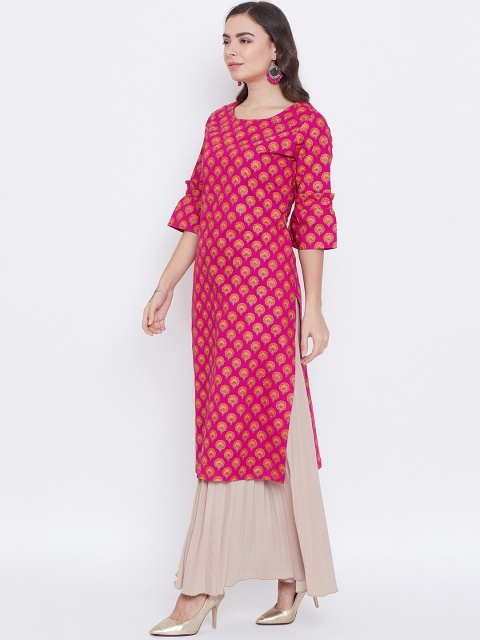 

rangeelo rajasthan Women Pink Printed Straight Kurta
