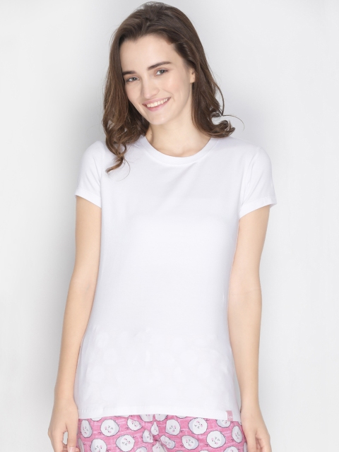 

LYRA Women White Solid Lounge T-shirt