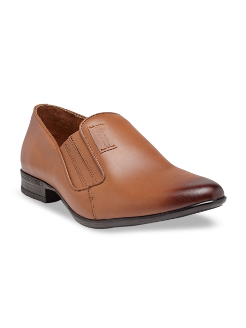 

Teakwood Leathers Men Tan Brown Colourblocked Antibacterial Leather Loafers