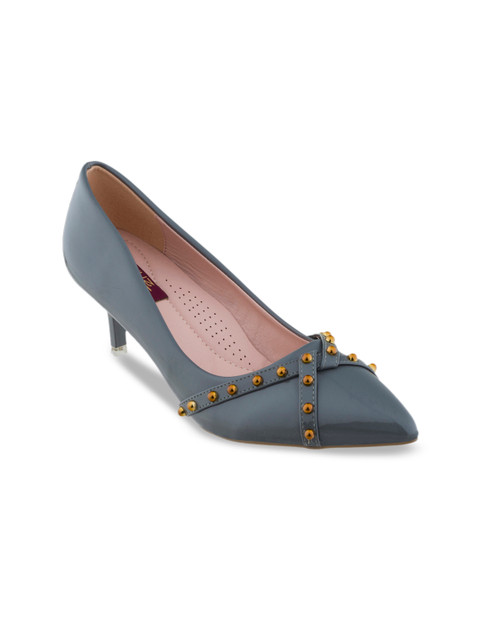 

SHUZ TOUCH Women Grey Embellished Pumps