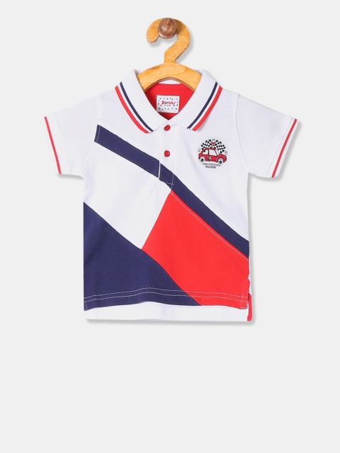 

Donuts Boys White Colourblocked Polo Collar T-shirt