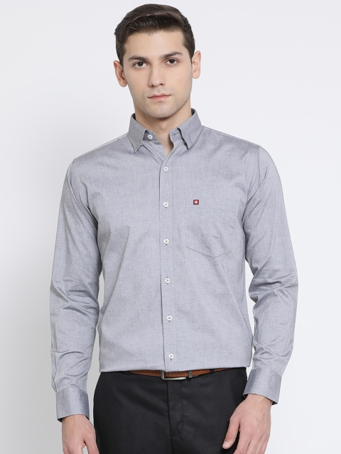 

SWISS MILITARY Men Grey Slim Fit Solid Formal Shirt