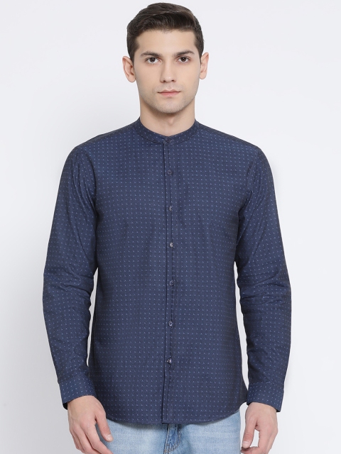

SWISS MILITARY Men Blue Slim Fit Printed Casual Shirt