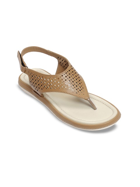 

meriggiare Women Tan Brown Solid T-Strap Flats